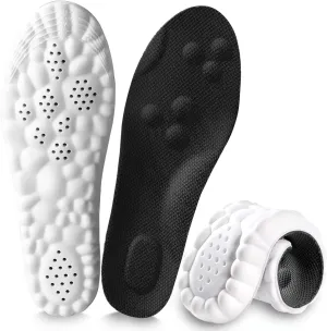 4D Cloud Insoles for Men and Women, Arch Support Insoles, Memory Foam Insoles, Shock Absorption and Cushioning Sports Shoe Insoles for Foot & Joint Support (L Men 8-9.5 | Women 9-10.5 Black)