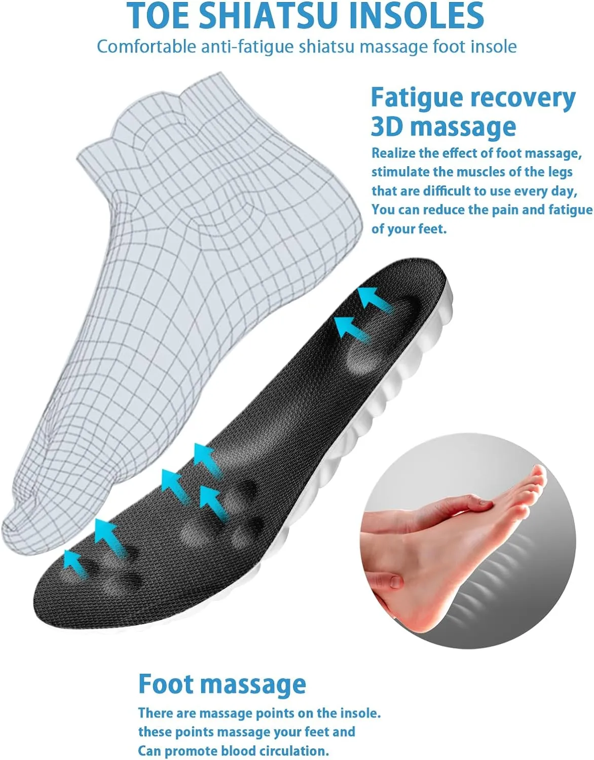 4D Cloud Insoles for Men and Women, Arch Support Insoles, Memory Foam Insoles, Shock Absorption and Cushioning Sports Shoe Insoles for Foot & Joint Support (L Men 8-9.5 | Women 9-10.5 Black)
