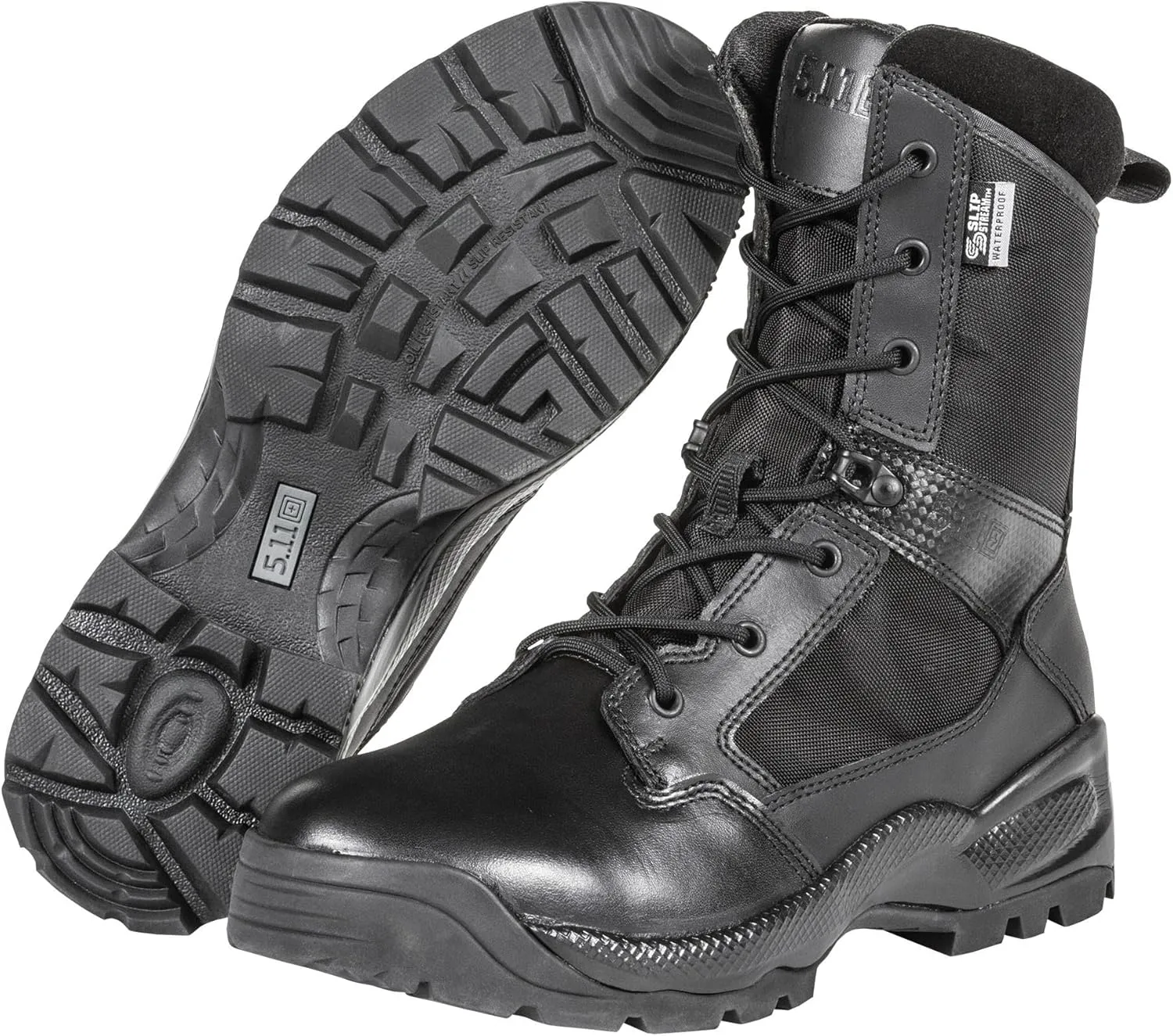 5.11 Tactical Men's Patrol Storm Waterproof Boots, ATAC 2.0 8", Side-Zip, Black, Style 12392ABR