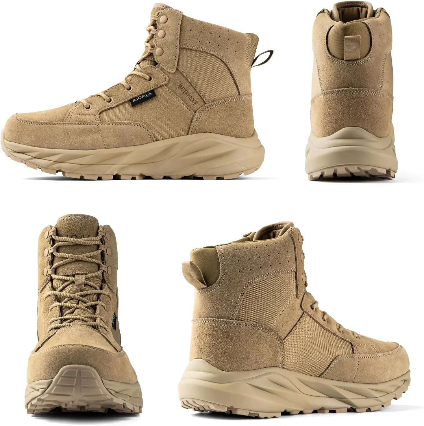 6 Inches Lightweight Waterproof Military Tactical Boots Men's Leather Combat Shoes Mens Hiking Work Boots