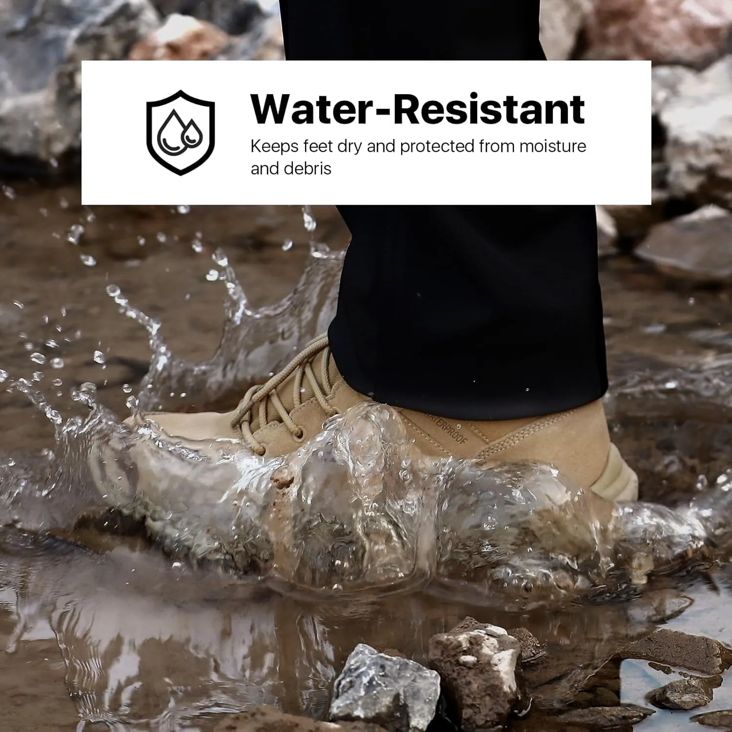 6 Inches Lightweight Waterproof Military Tactical Boots Men's Leather Combat Shoes Mens Hiking Work Boots
