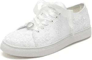 A580-01LS Wedding Shoes Lace Bridal Sneakers Comfortable Bridal Tennis Shoes Bride Flats