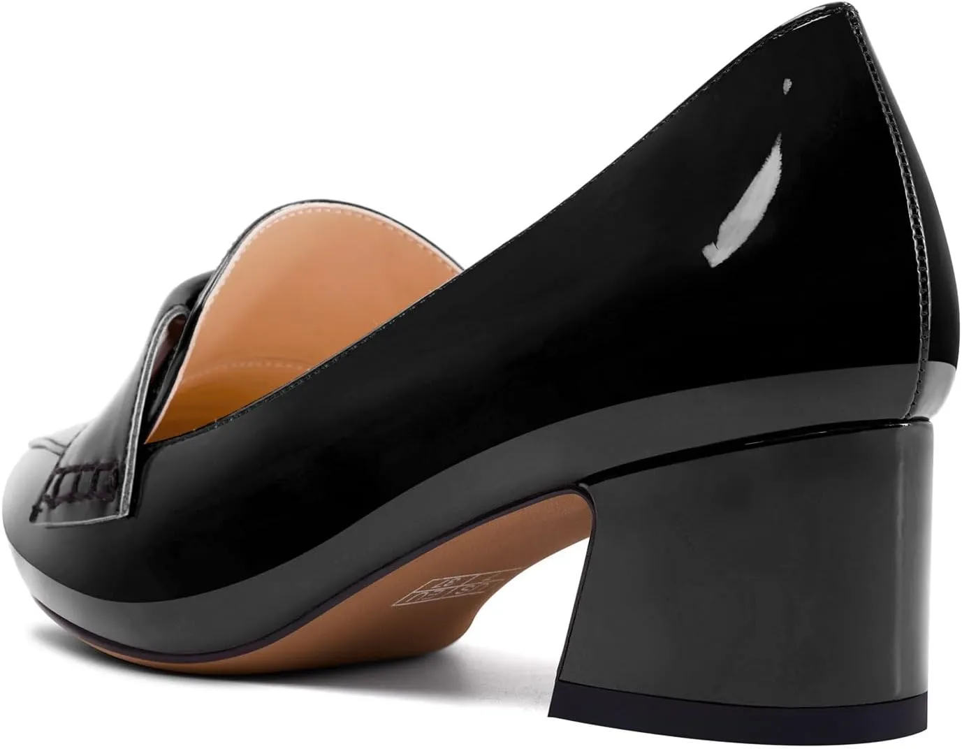Aachcol Womens Chunky Block Low Heel Pointed Toe Pumps Slip-on Loafers Shoes Prom Office Dress Basic Classic Patent Leather 2.0 Inches Heels