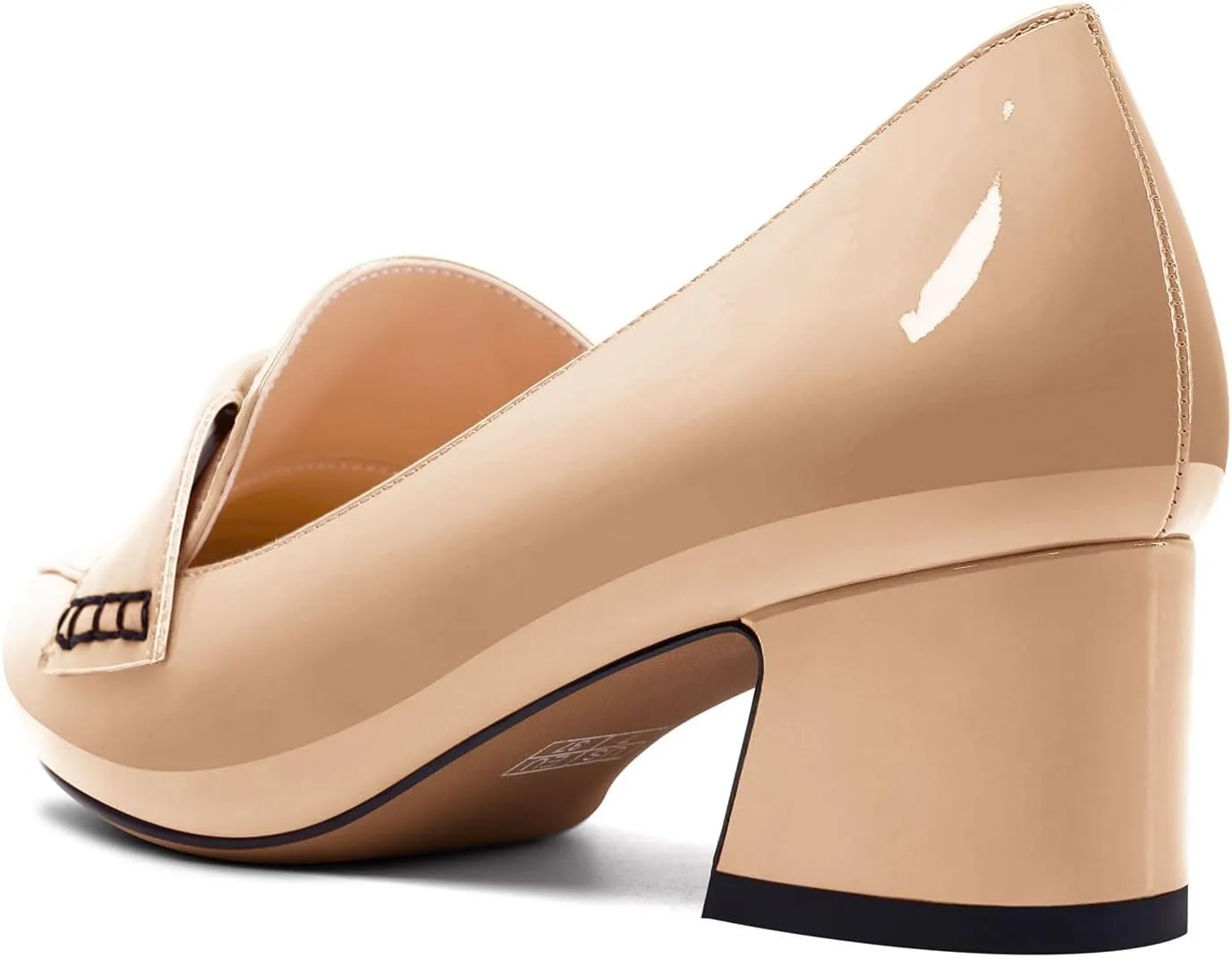 Aachcol Womens Chunky Block Low Heel Pointed Toe Pumps Slip-on Loafers Shoes Prom Office Dress Basic Classic Patent Leather 2.0 Inches Heels