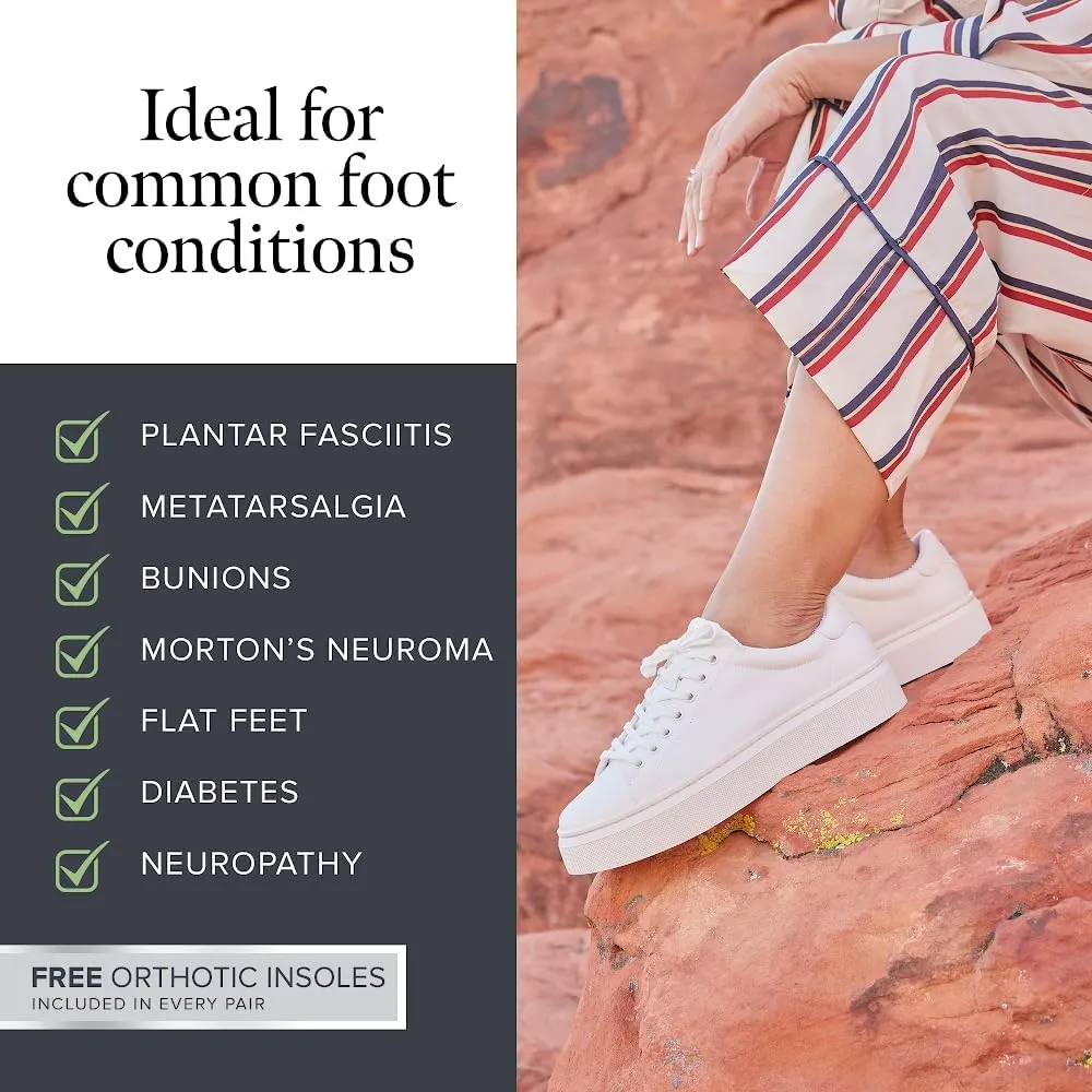 ABEO Women's Jumpstreet Sneakers | Arch Support | Comfortable | Built-in Metatarsal Pads | Black, White, Grey