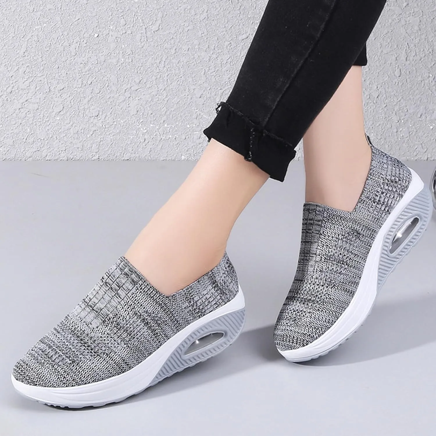 Aceptolcom Women Orthopedic Sneakers Walking Shoes,Mesh Breathable Arch Support Slip-on Light Air Cushion Orthopedic Sneakers Diabetic Shoes