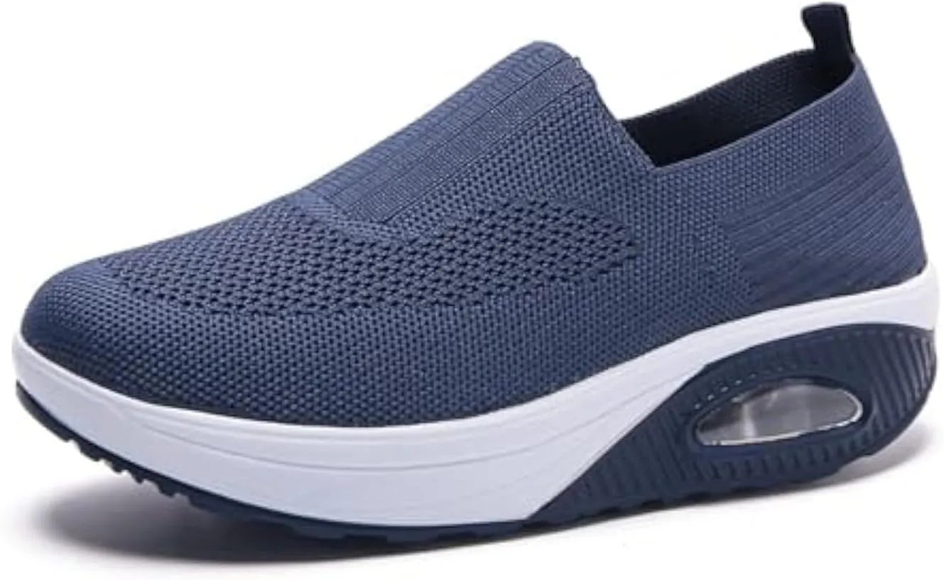 Aceptolcom Women Orthopedic Sneakers Walking Shoes,Mesh Breathable Arch Support Slip-on Light Air Cushion Orthopedic Sneakers Diabetic Shoes