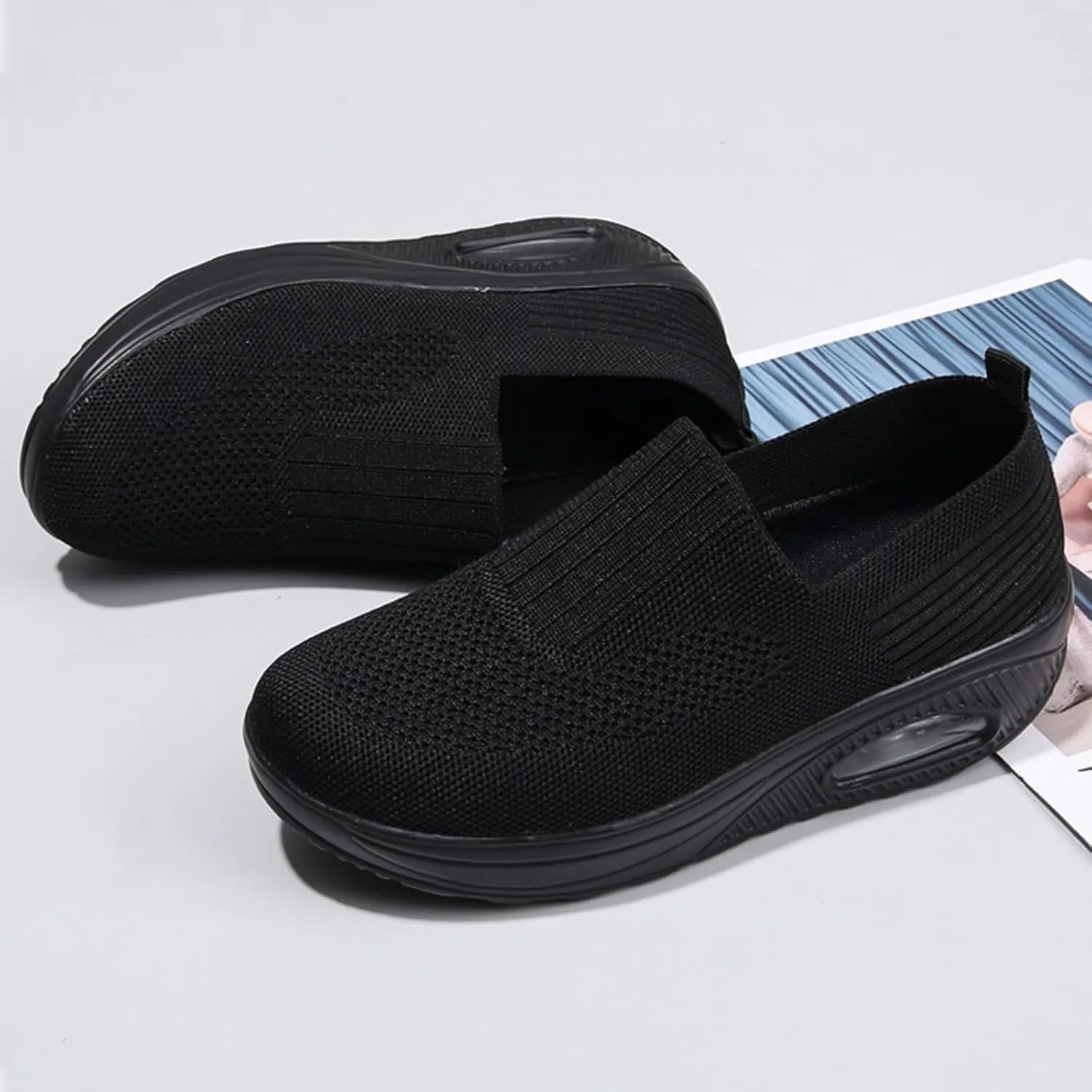 Aceptolcom Women Orthopedic Sneakers Walking Shoes,Mesh Breathable Arch Support Slip-on Light Air Cushion Orthopedic Sneakers Diabetic Shoes
