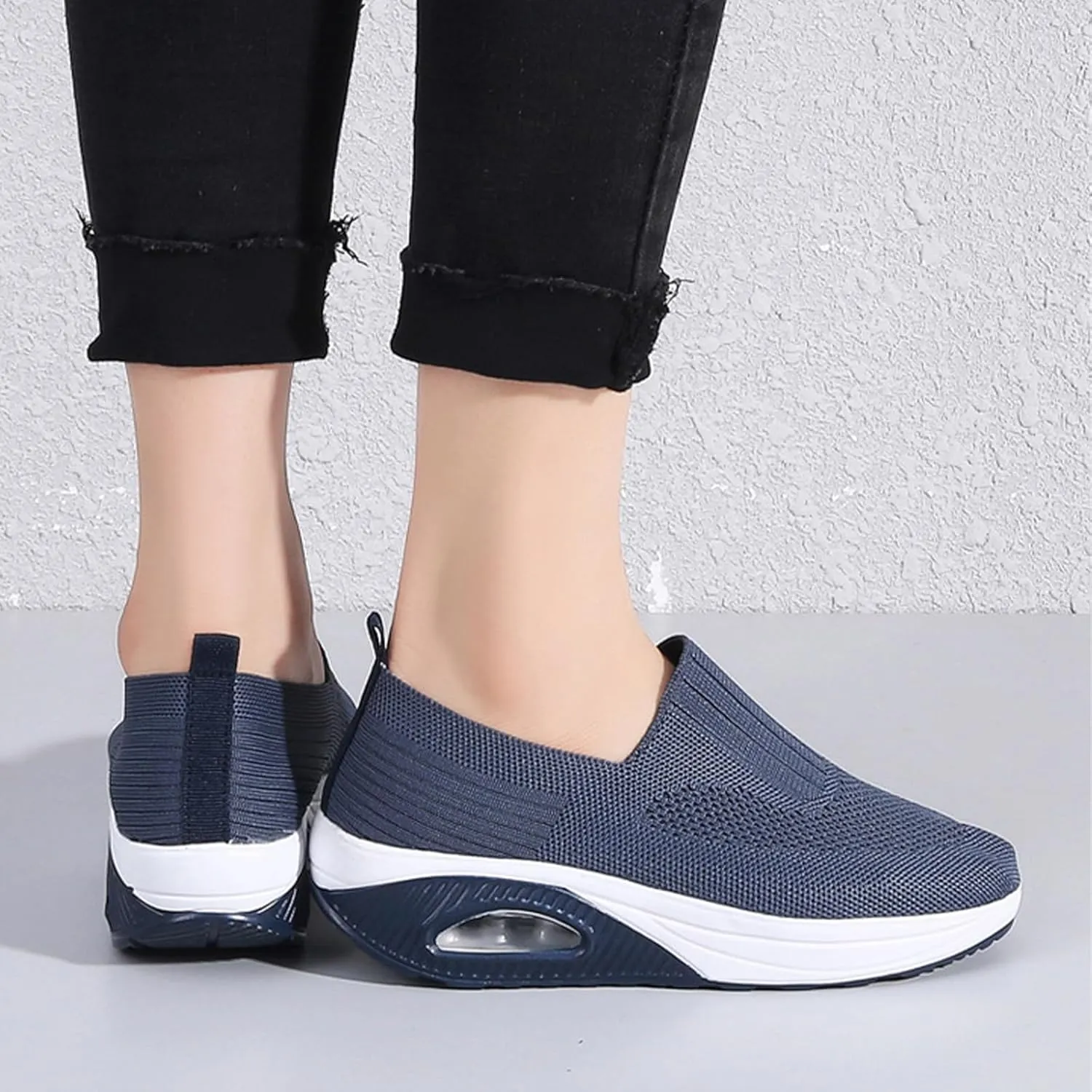 Aceptolcom Women Orthopedic Sneakers Walking Shoes,Mesh Breathable Arch Support Slip-on Light Air Cushion Orthopedic Sneakers Diabetic Shoes