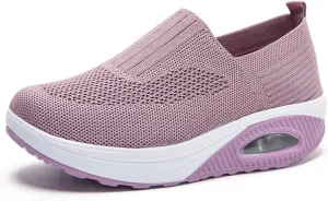 Aceptolcom Women Orthopedic Sneakers Walking Shoes,Mesh Breathable Arch Support Slip-on Light Air Cushion Orthopedic Sneakers Diabetic Shoes