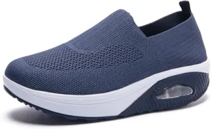 Aceptolcom Women Orthopedic Sneakers Walking Shoes,Mesh Breathable Arch Support Slip-on Light Air Cushion Orthopedic Sneakers Diabetic Shoes