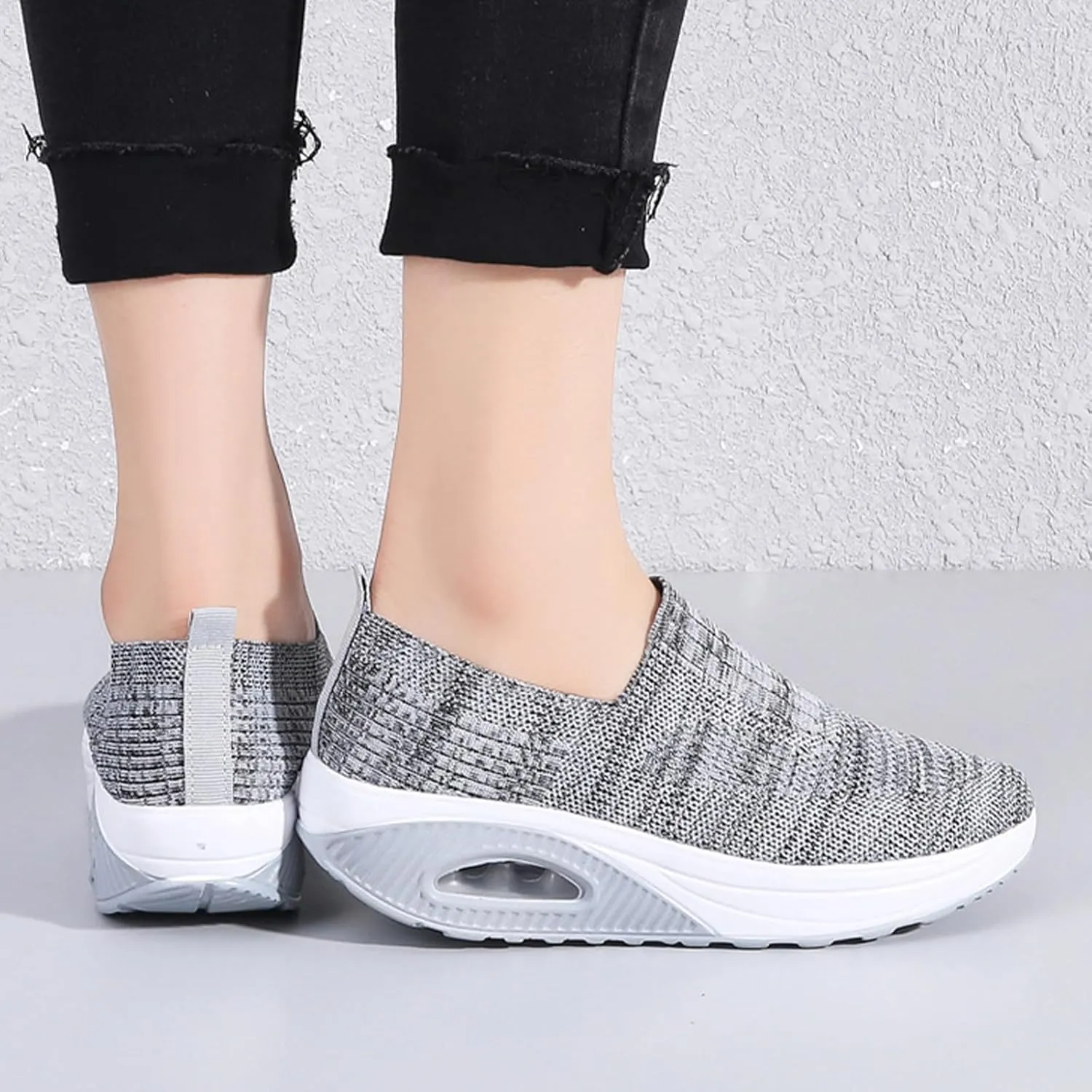 Aceptolcom Women Orthopedic Sneakers Walking Shoes,Mesh Breathable Arch Support Slip-on Light Air Cushion Orthopedic Sneakers Diabetic Shoes