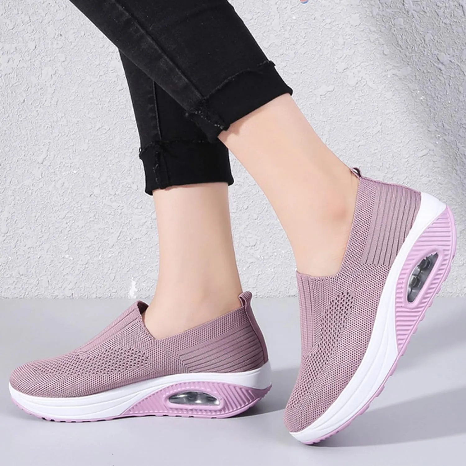 Aceptolcom Women Orthopedic Sneakers Walking Shoes,Mesh Breathable Arch Support Slip-on Light Air Cushion Orthopedic Sneakers Diabetic Shoes