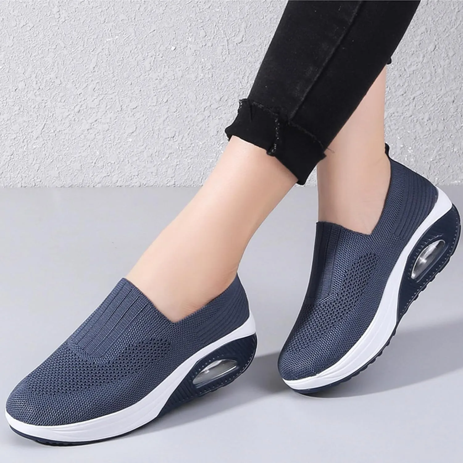 Aceptolcom Women Orthopedic Sneakers Walking Shoes,Mesh Breathable Arch Support Slip-on Light Air Cushion Orthopedic Sneakers Diabetic Shoes