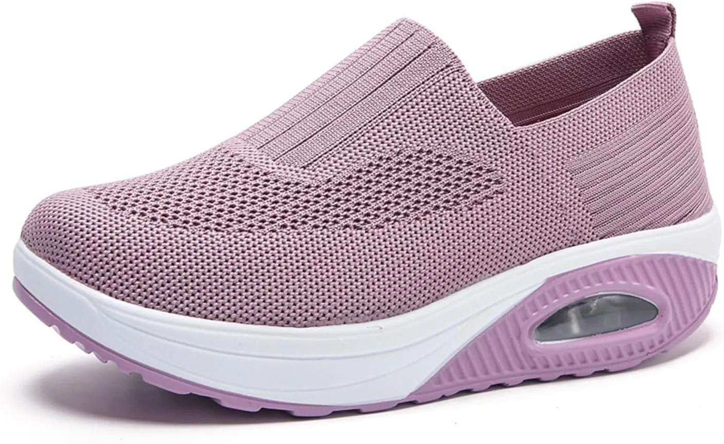 Aceptolcom Women Orthopedic Sneakers Walking Shoes,Mesh Breathable Arch Support Slip-on Light Air Cushion Orthopedic Sneakers Diabetic Shoes