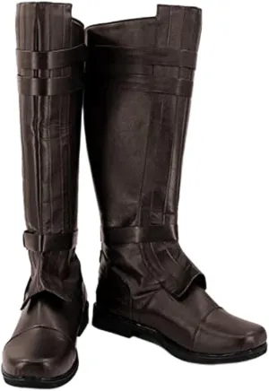 Adult Men Knight Boots Leather Warrior Cosplay Costume Pirate Shoes Knee High Footwear Halloween Costume
