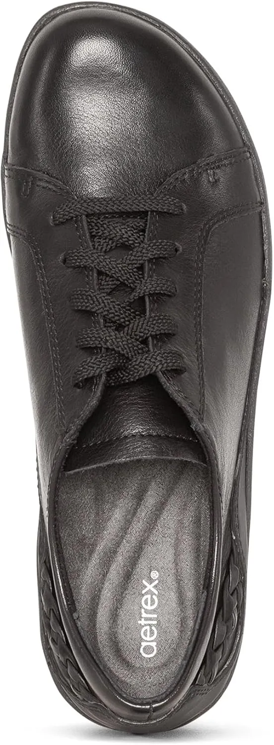 Aetrex Women's Dana Orthopedic Lace Up Oxford Leather Shoes - Lightweight Casual Comfort Arch Support Sneakers