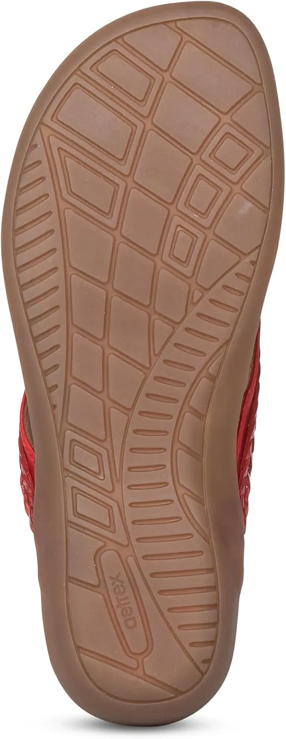 Aetrex Women's Emmy Orthopedic Braided Thong Sandals - Lightweight Orthotic Sandals with Arch Support
