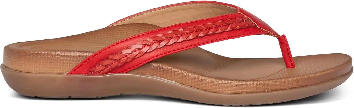Aetrex Women's Emmy Orthopedic Braided Thong Sandals - Lightweight Orthotic Sandals with Arch Support