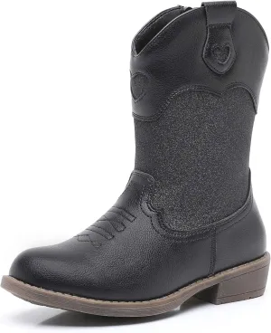 Ahannie Girls Cowboy Boots Western Cowgirl Boots for Girls with Side Zipper Boot for Toddler/Little Kid/Big Kid