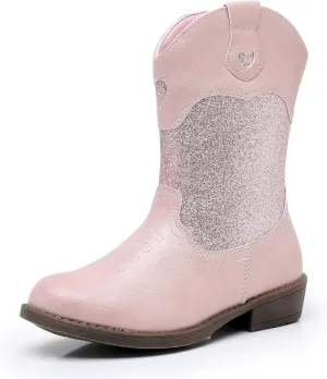 Ahannie Girls Cowboy Boots Western Cowgirl Boots for Girls with Side Zipper Boot for Toddler/Little Kid/Big Kid