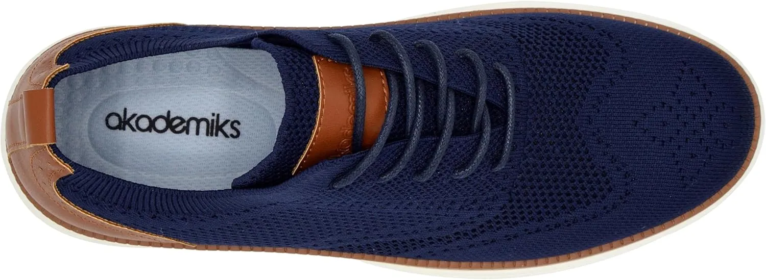AKADEMIKS Men's Olney Wingtip Knit Oxford, Sleek Breathable Dress Shoes