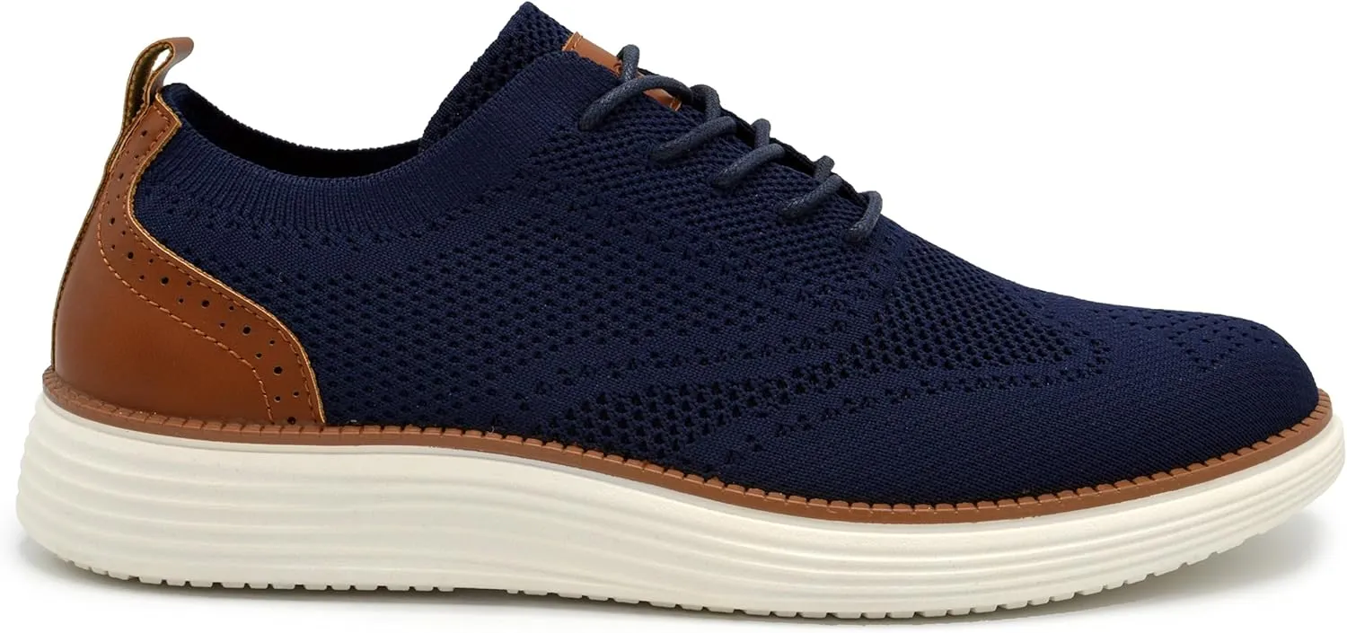 AKADEMIKS Men's Olney Wingtip Knit Oxford, Sleek Breathable Dress Shoes