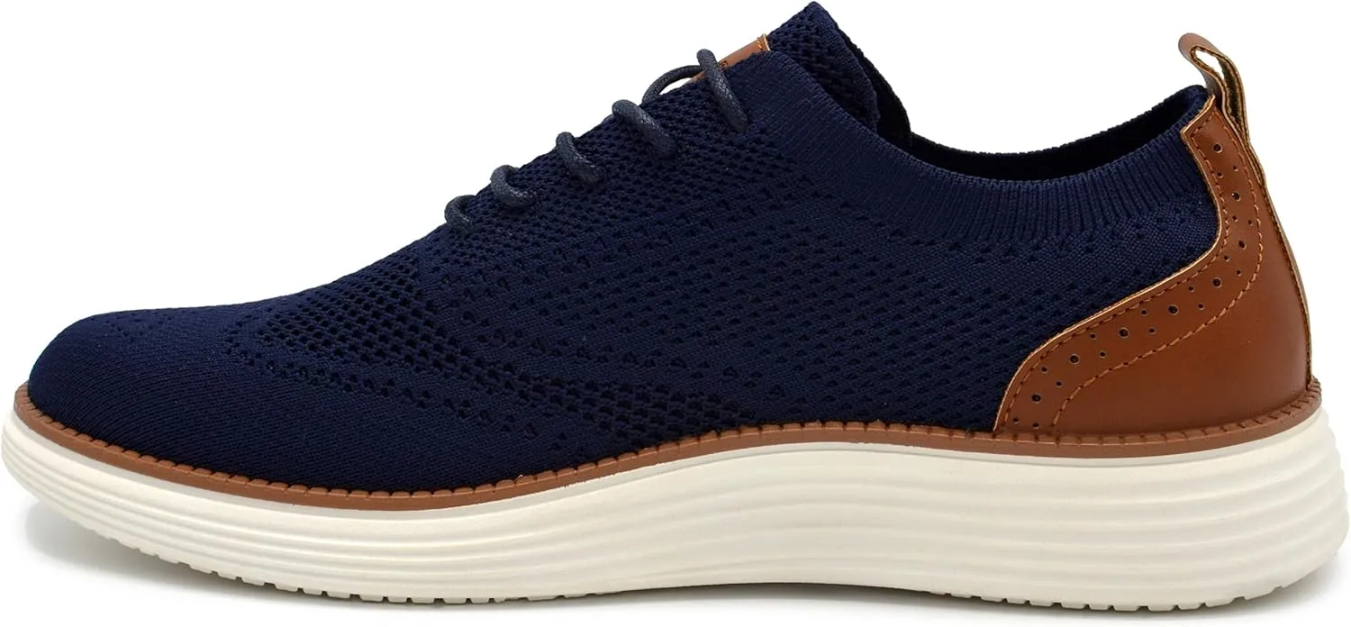 AKADEMIKS Men's Olney Wingtip Knit Oxford, Sleek Breathable Dress Shoes