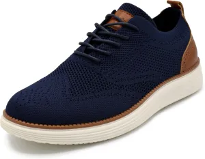 AKADEMIKS Men's Olney Wingtip Knit Oxford, Sleek Breathable Dress Shoes