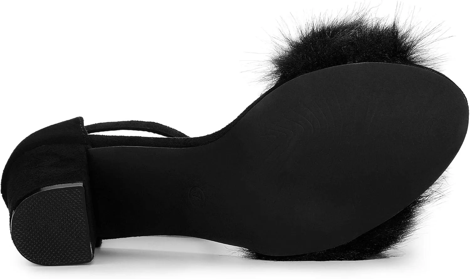 Allegra K Women's Faux Fur Ankle Strap Block Heels Sandals