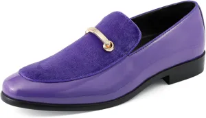Amali Fay Velvet Men’s Slip-On Shoes with Gold Chain Ornament Dress Shoes for Men Velvet Formal Loafers for Men The Original Smoking Men Tuxedo Dress Shoes