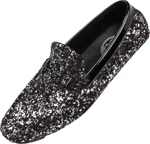 Amali Monty, Metallic Splatter Driving Loafers - Slip On Moccasins for Men - Dress & Casual Shoes
