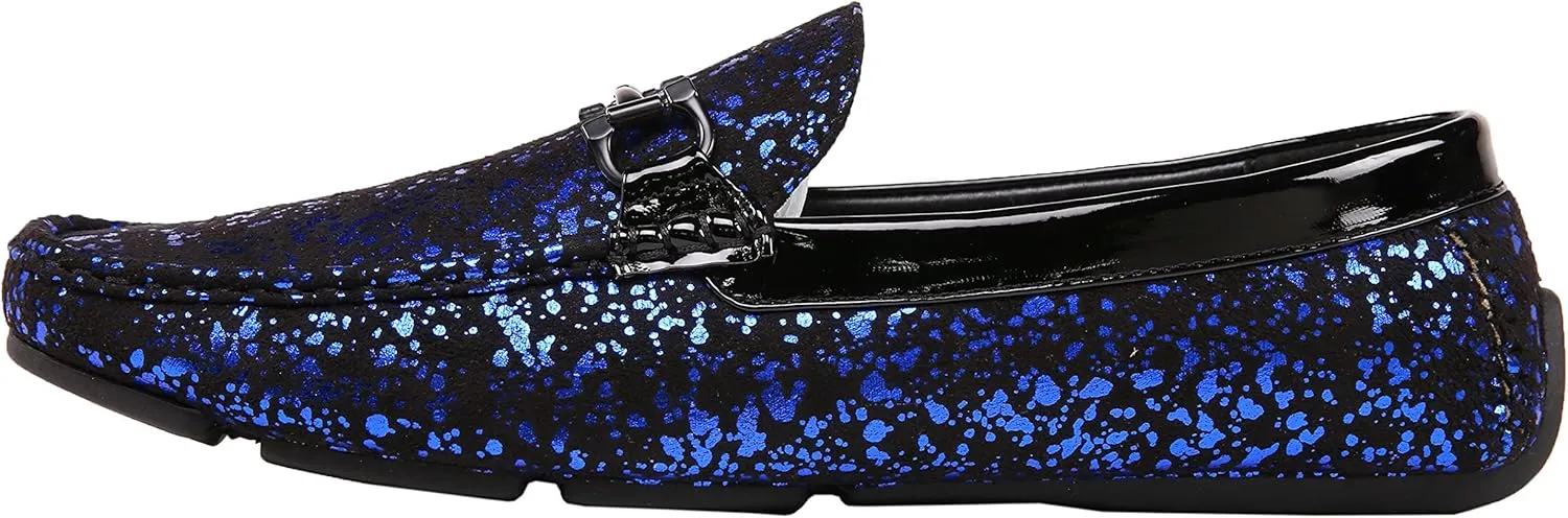 Amali Monty, Metallic Splatter Driving Loafers - Slip On Moccasins for Men - Dress & Casual Shoes