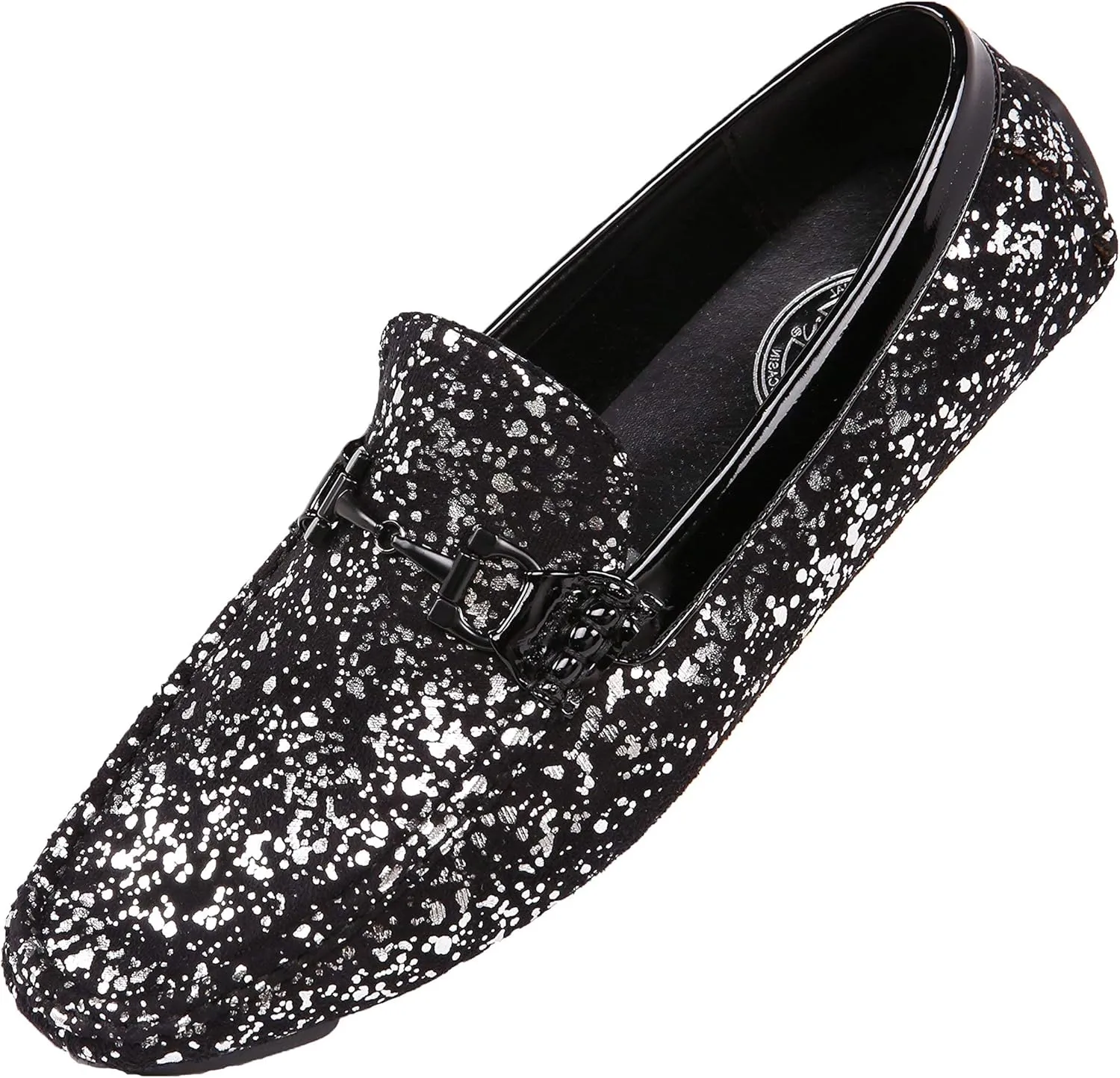 Amali Monty, Metallic Splatter Driving Loafers - Slip On Moccasins for Men - Dress & Casual Shoes