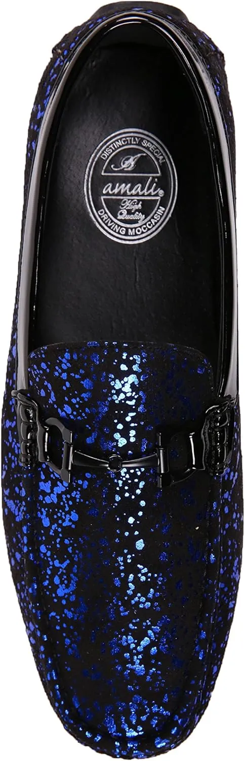 Amali Monty, Metallic Splatter Driving Loafers - Slip On Moccasins for Men - Dress & Casual Shoes