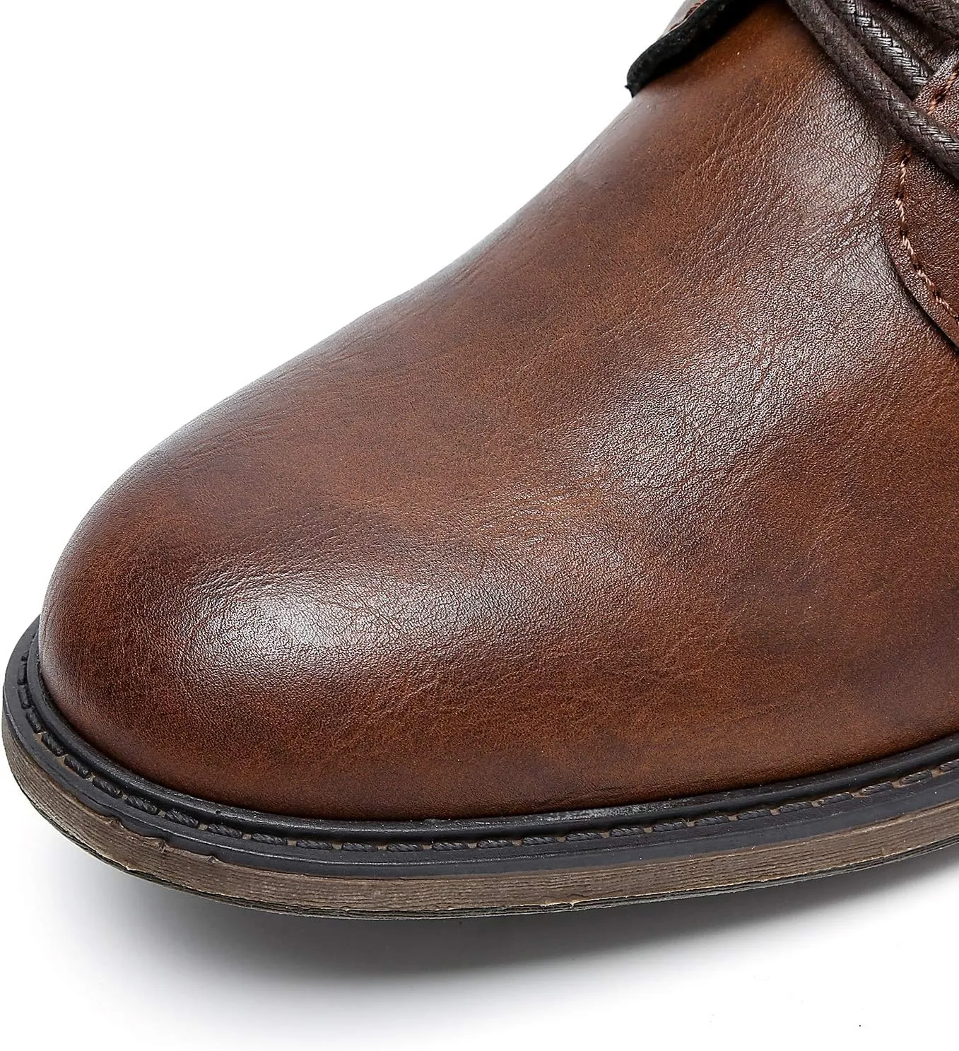 AMAPO Men Oxford Boots, Buckle Dress Boot, Casual Men Boots Lace-Up Side Zipper