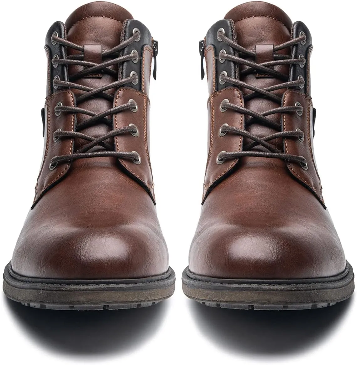 AMAPO Men Oxford Boots, Buckle Dress Boot, Casual Men Boots Lace-Up Side Zipper