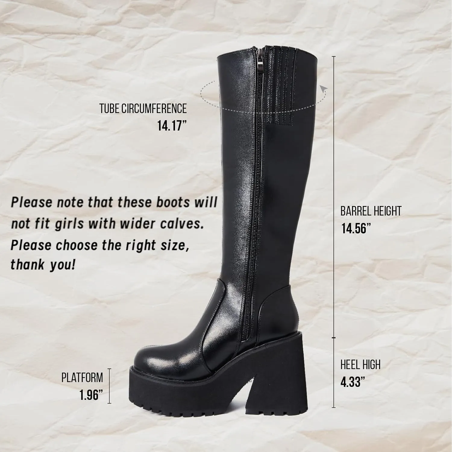 AMINUGAL Black Knee High Boots Womens