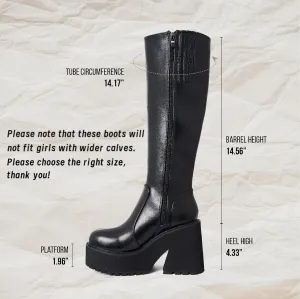 AMINUGAL Black Knee High Boots Womens