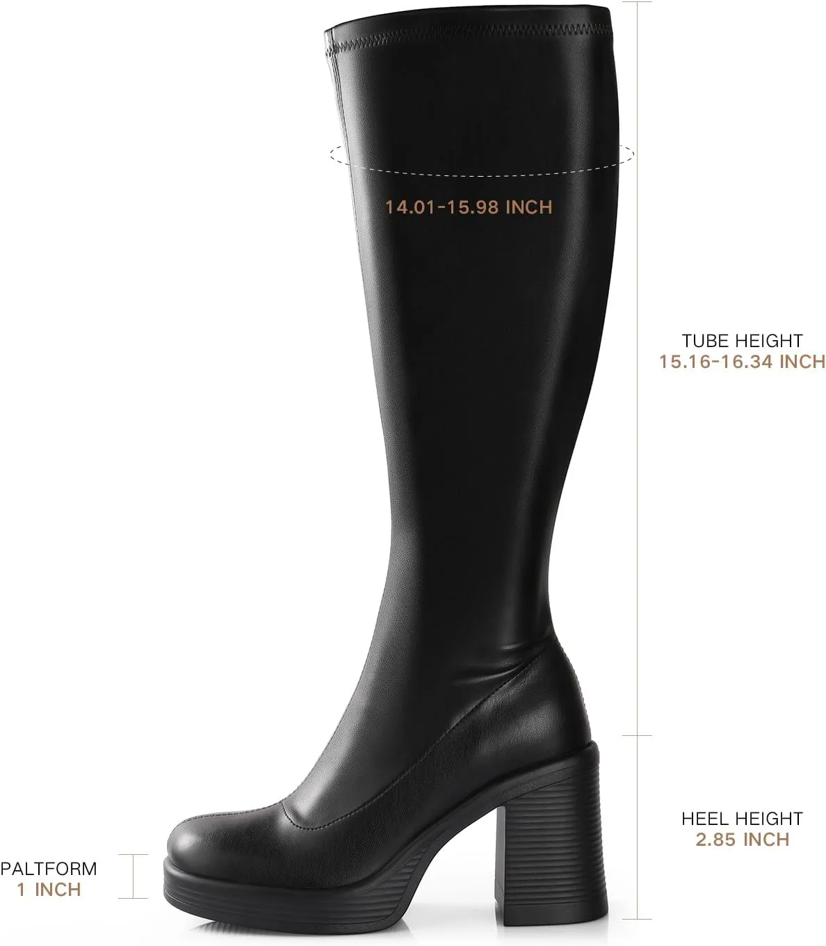Ankis Knee High Boots Platform Boots for Women Chunky Heel Side Zipper Long GOGO Boots