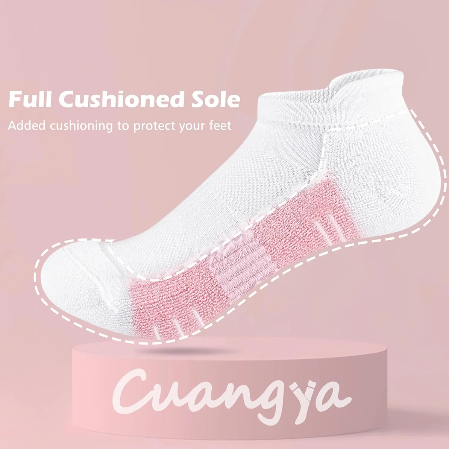 Ankle Socks Women Athletic No Show Socks Running Comfort Cushioned 5-Pairs