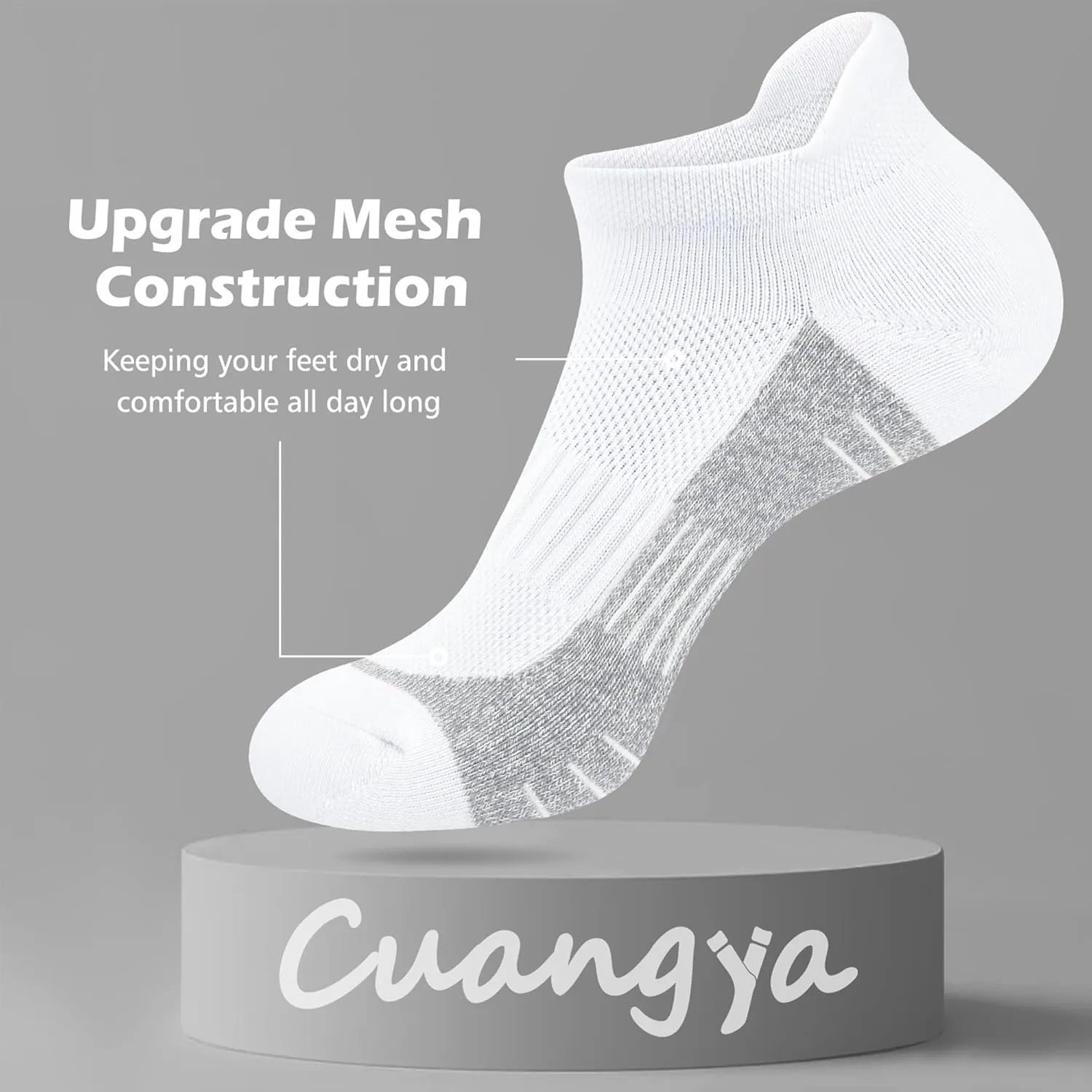 Ankle Socks Women Athletic No Show Socks Running Comfort Cushioned 5-Pairs
