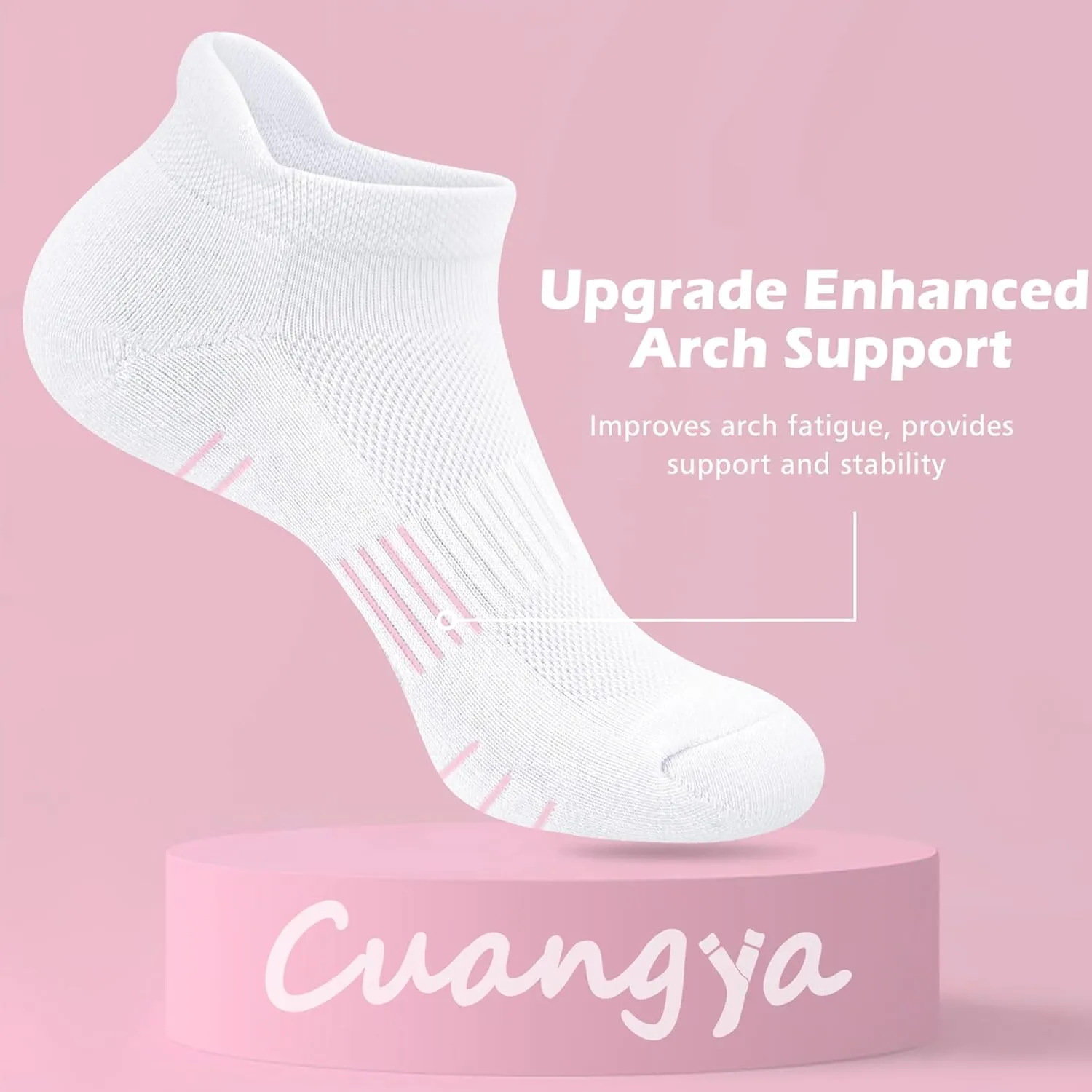 Ankle Socks Women Athletic No Show Socks Running Comfort Cushioned 5-Pairs