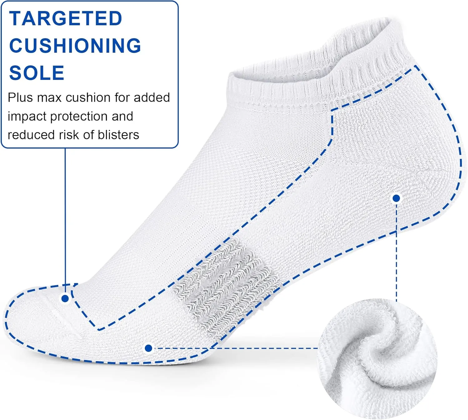 Ankle Socks Womens Athletic Running Comfort Cushioned 3/5/6Pairs