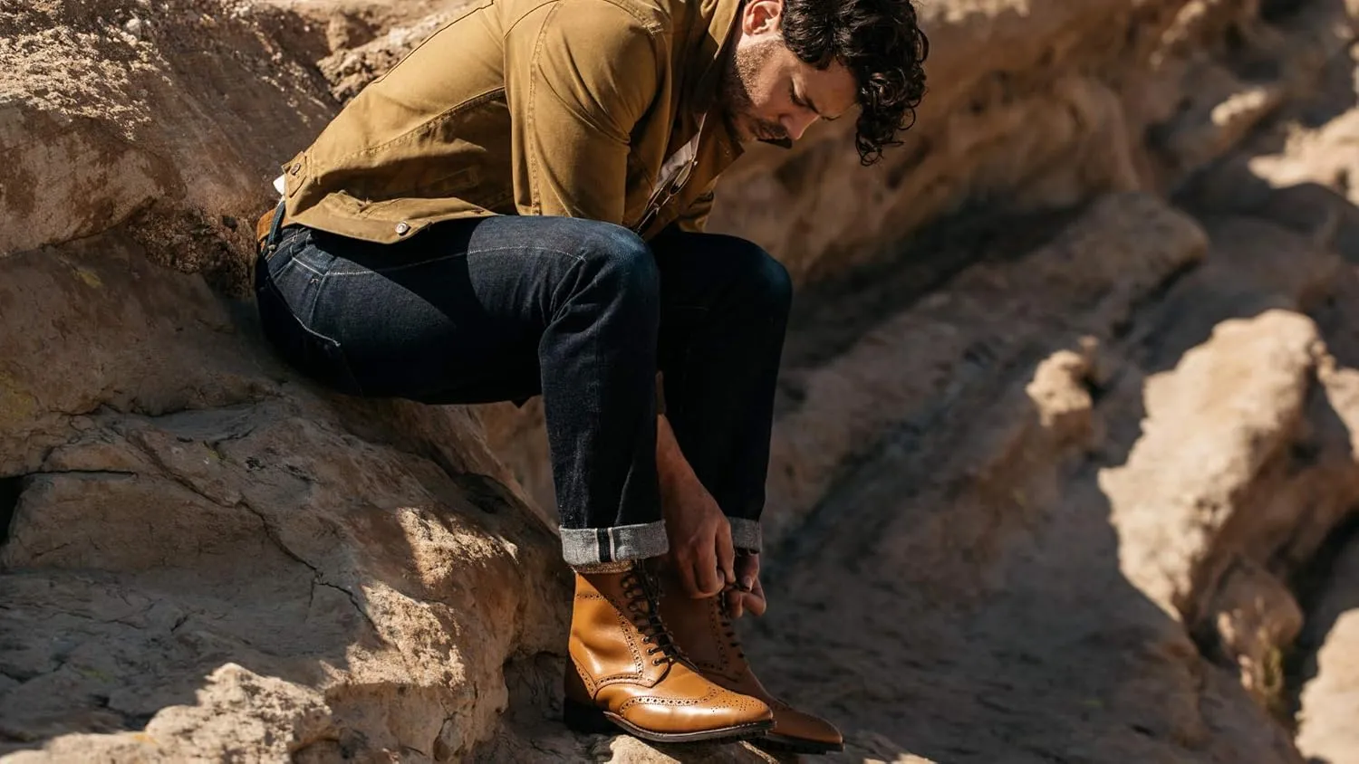 Anthony Veer Grant Wingtip Dress Boots for Men | Lace-Up | Brogue Design | Goodyear Welt Construction | Commando Rubber Outsole & Ortholite® Cushioned Footbed | Full Grain Calfskin Leather