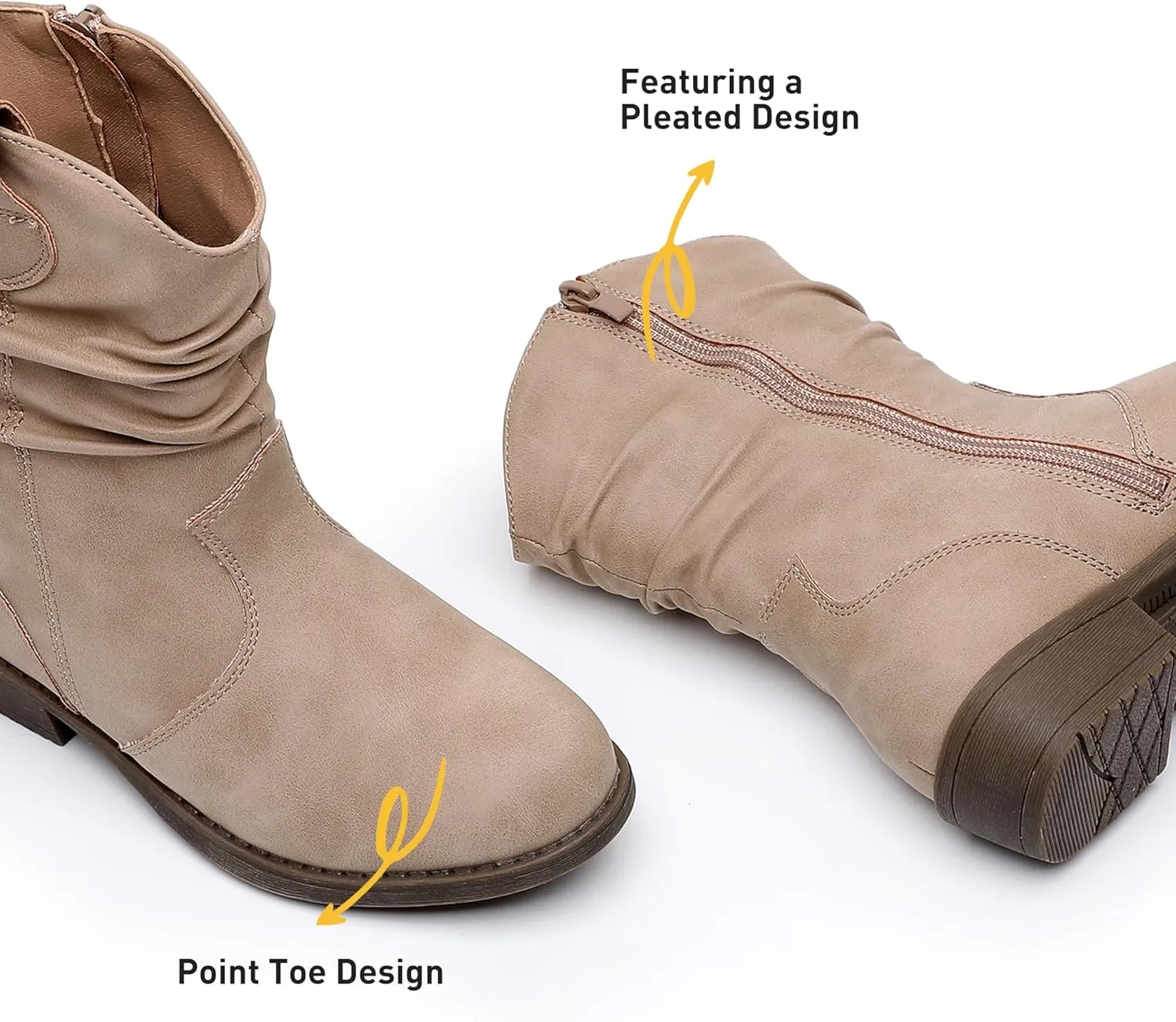 Apakowa Girls Cowgirl Boots Girls Western Slouch Mid-Calf Boots with Side Zipper Soft Faux Suede Fashion Dress Boots for Little & Big Kids