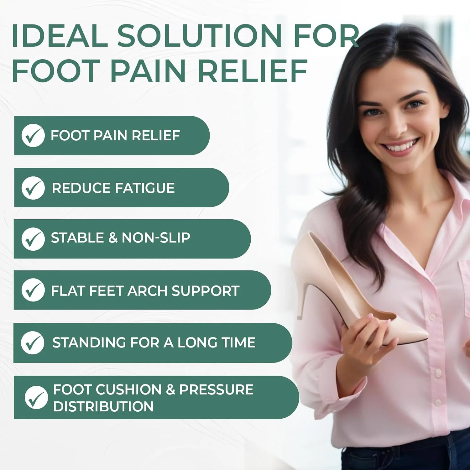 Arch Support Inserts Flat Feet - Welnove 8-Pair Gel Arch Support Insoles for Plantar Fasciitis, Foot Pain Fatigue Relief - Soft Heel Pads Adhesive Fit Most Shoes, Men Women, 0.47" Height