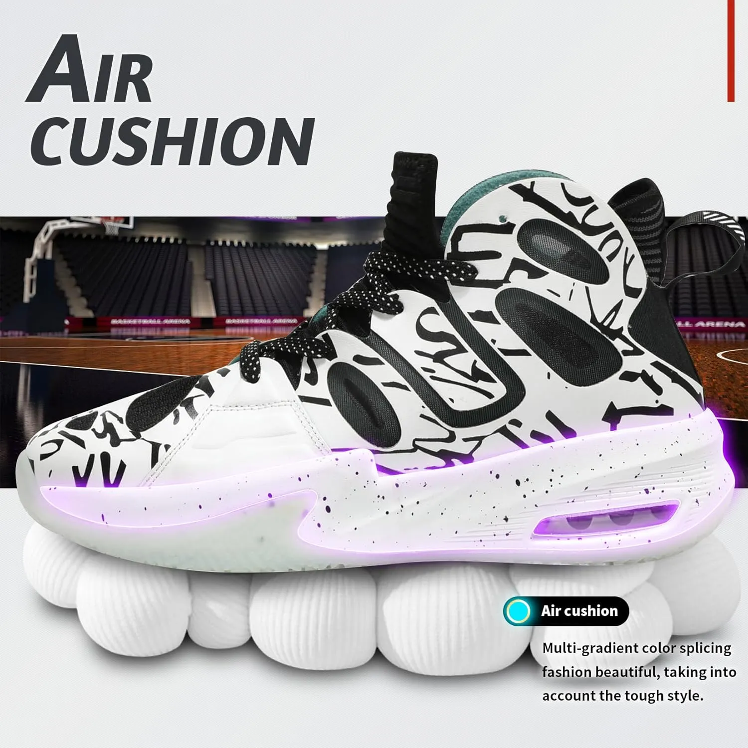 ASHION Men's Basketball Shoes Fashion Breathable Non Slip Sneakers Mens Arch Support Running Sport Shoes