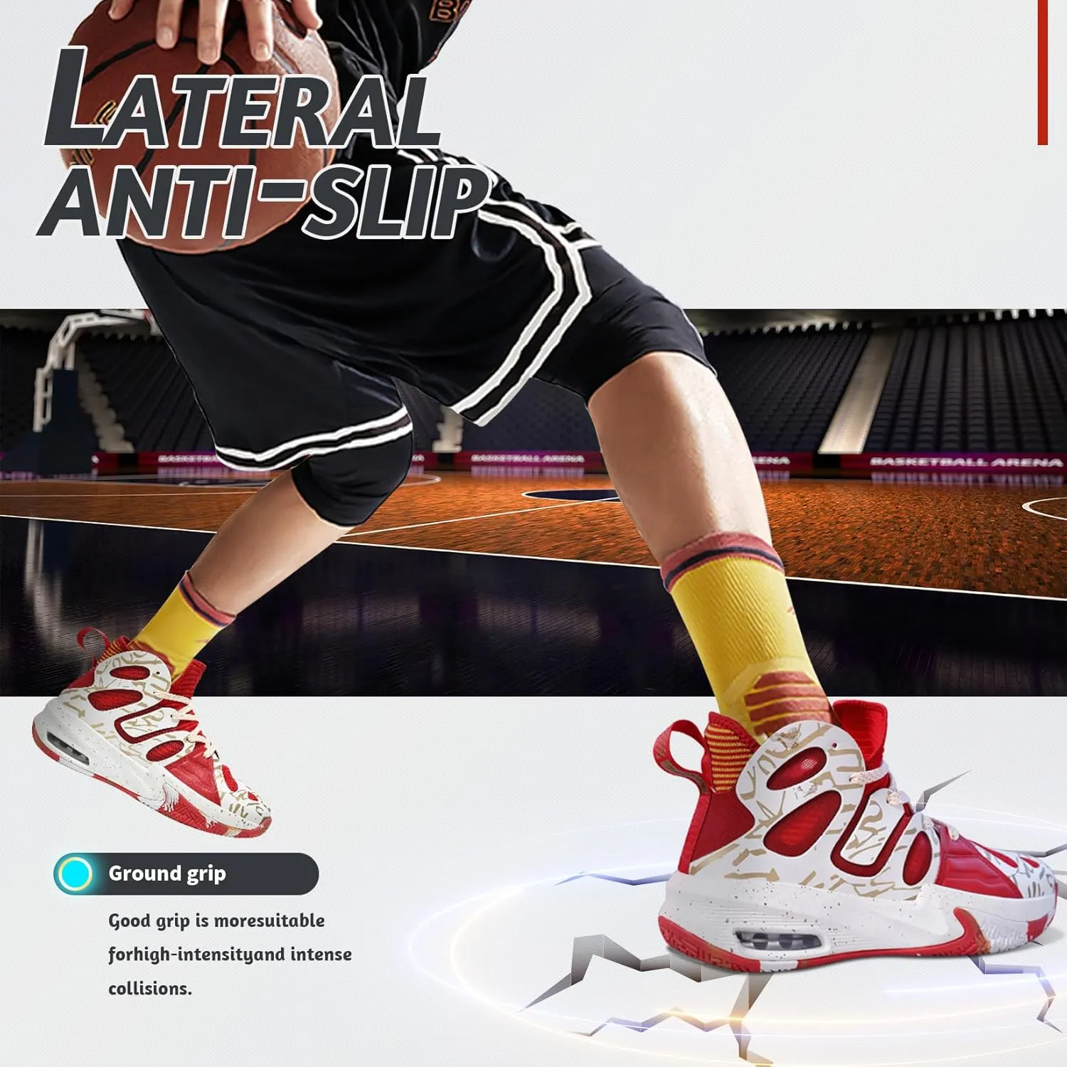 ASHION Men's Basketball Shoes Fashion Breathable Non Slip Sneakers Mens Arch Support Running Sport Shoes