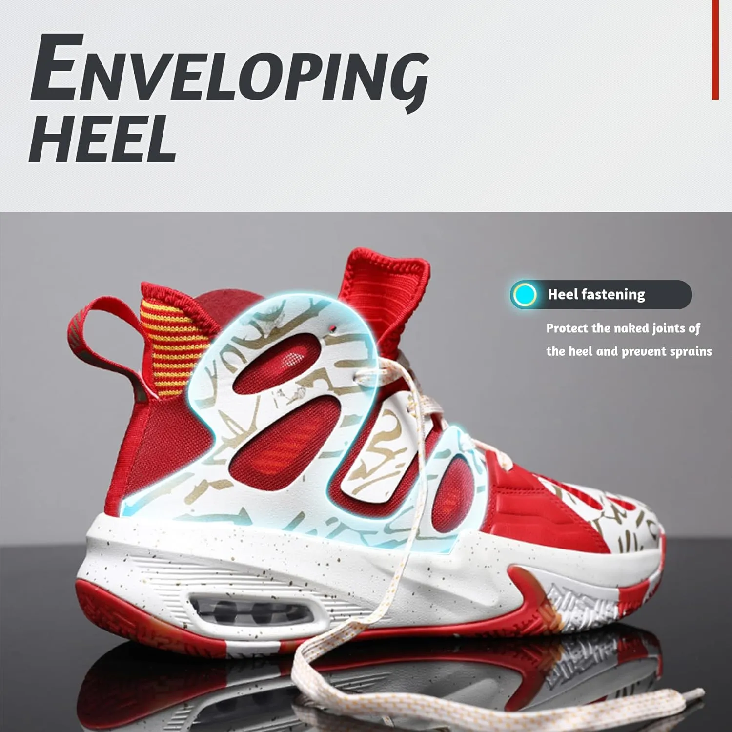 ASHION Men's Basketball Shoes Fashion Breathable Non Slip Sneakers Mens Arch Support Running Sport Shoes